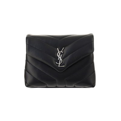 SAINT LAURENT圣罗兰 包盖式 牛皮 单肩包 迷你 女款 黑色