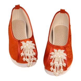 钦留皇宫原创汉服鞋【云花穿兔】百搭日常手工串珠复古单鞋内增高