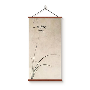 宋代美学中国风装饰画书房茶室背景墙禅意墨竹挂画客厅玄关卷轴画