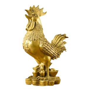 纯铜公鸡摆件铜福鸡金鸡纳福生肖元宝鸡金钱鸡家居办公室装饰品