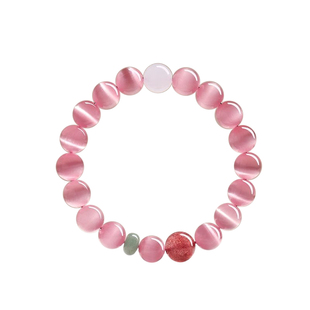 遇见普陀山粉色猫眼石手串女招桃花旺姻缘粉水晶手链闺蜜礼物正品