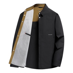 强者保罗春秋季衬衫领夹克男2026新款商务休闲薄款翻领外套通勤风
