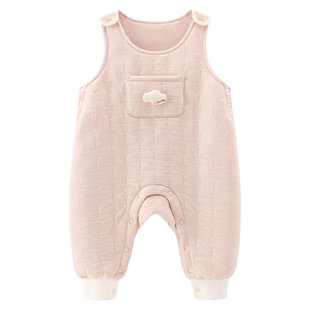 乖奇熊婴幼儿背带裤秋冬季夹丝发热保暖连体长裤抑菌宝宝外穿裤子