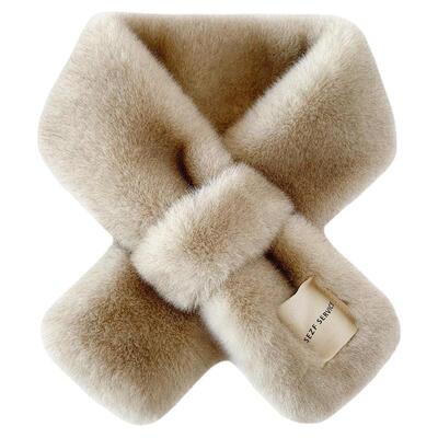 新款仿兔毛绒百搭围巾围脖冬保暖