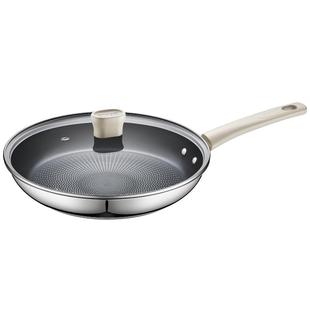 苏泊尔有钛平底锅煎锅家用不粘锅不锈钢牛排煎炒锅电磁炉燃气通用