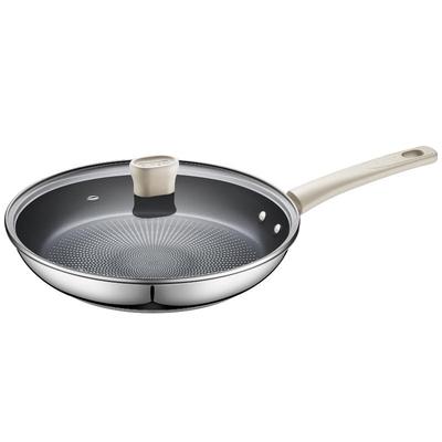 苏泊尔有钛平底锅煎锅家用不粘锅不锈钢牛排煎炒锅电磁炉燃气通用