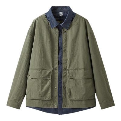 森马户外风假两件外套宽松夹克男