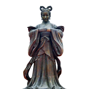 玻璃钢仿铜东汉孝女曹娥塑像古代历史名人铜雕塑定制大型田园景观