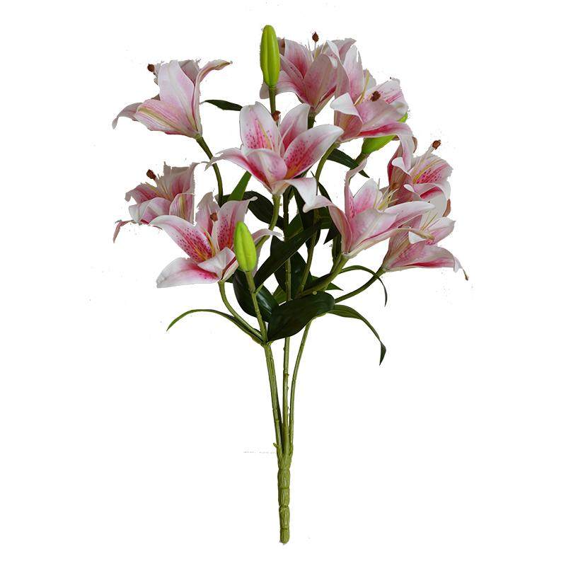 手感百合花客厅餐桌电视柜装饰假花仿真花轻奢高档花瓶摆件仿真花