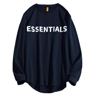 ESSENTIALS胸前复线字母长袖T恤男女潮牌高街宽松纯棉情侣上衣潮