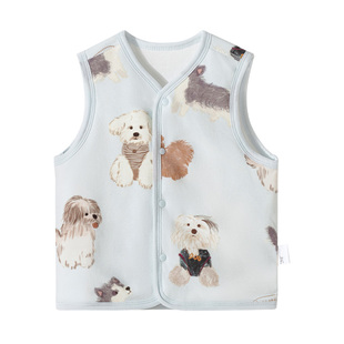 欢喜小熊宝宝纯棉马甲内搭秋冬婴儿冬季坎肩夹棉上衣儿童背心衣服