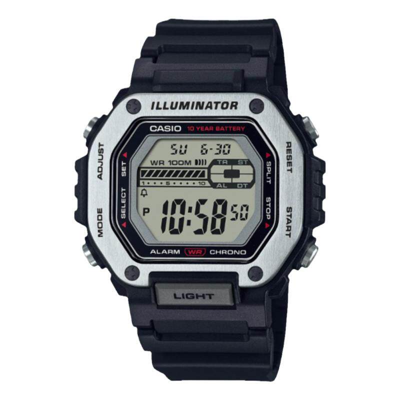 卡西欧CASIO运动方块百搭双时间显示防水100米电子表MWD-110H-1A