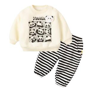 宝宝套装冬季加绒儿童两件套男童秋冬衣服裤子女童加厚上衣冬装潮