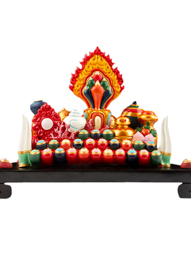 树脂彩绘百宝座佛前八供摆件摩尼宝民族特色用品如意宝