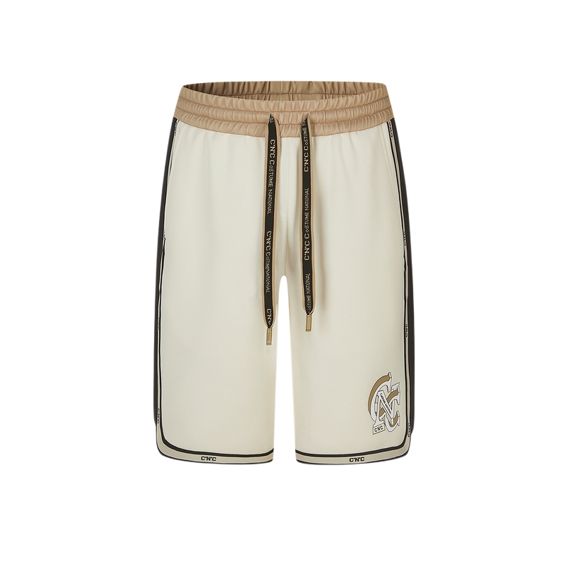 CNC男装奥莱LOGO印花抽绳运动短裤夏季微弹潮流百搭休闲五分裤