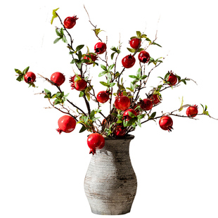 掬涵仿真花石榴果实树枝装饰摆件客厅玄关假花干花插花摆设餐桌花