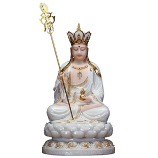 圆通佛具地藏王菩萨 汉白玉地藏王佛像 供奉家用佛堂娑婆三圣摆件