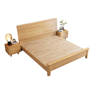 北欧全实木床静音榫卯现代极简1.5米小户型满铺床板气压储物床