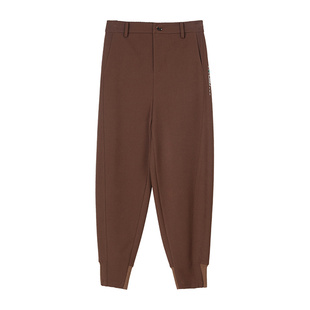 SANI奥莱特卖简约舒适休闲裤女半松紧腰通勤百搭小脚裤子冬季