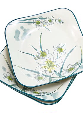 釉下彩四方形陶瓷盘微波适用