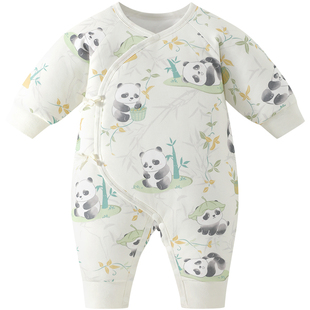 新生儿衣服秋冬夹棉保暖加厚婴儿连体衣早产儿48小码52宝宝棉衣