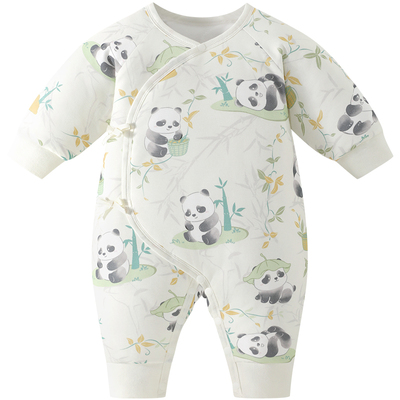 新生儿秋冬夹棉加厚连体衣早产儿