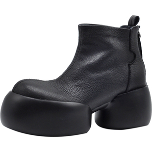 Artmu阿木原创真皮厚底短靴松糕鞋增高粗跟踝靴子女春秋2025新款