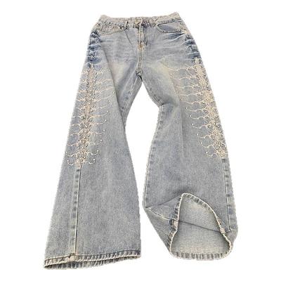 美式男生设计感裤子脊骨铆钉长裤