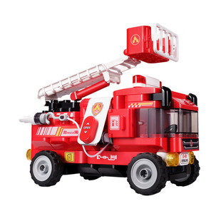布鲁可鲁鲁重型吊车儿童积木越野车拼搭组装救援消防车益智玩具