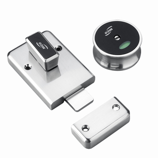 卫生间隔断五金配件有人无人指示锁枪灰色插销锁黑色公共厕所门锁