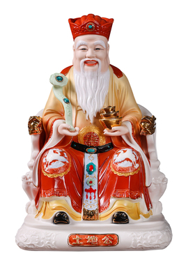 红衣土地公婆福德正神像