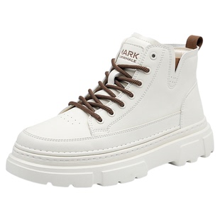 马克华菲马丁靴男款2025新款白色靴子秋冬季鞋子切尔西靴高帮男鞋