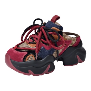 真皮老爹鞋女2026夏季新款包头拖增高透气网面厚底运动休闲鞋