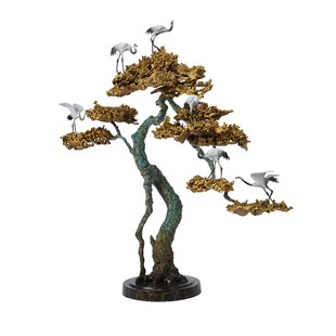 佐森 2025新款松鹤仙境 迎客松摆件新中式客厅仙鹤乔迁新居礼品