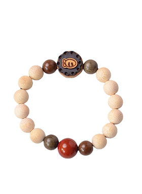 战国红玛瑙金丝竹桃木小鱼手串