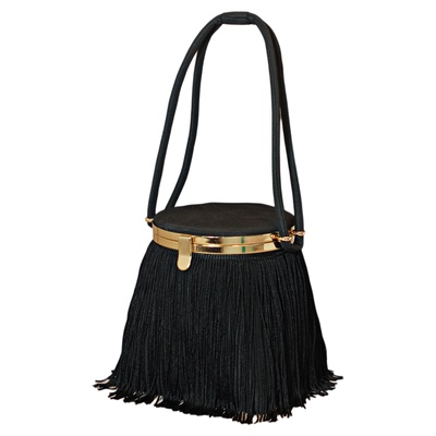 复古水桶口金包新中式国风流苏包