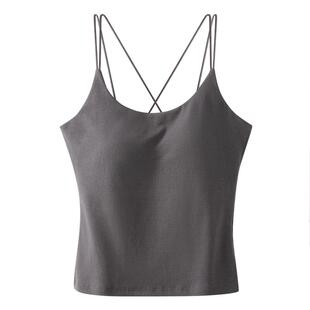 大码大胸白色打底吊带女带胸垫美背微胖mm背心遮副乳夏天可外穿薄