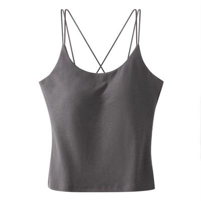 大码大胸白色打底吊带女带胸垫美背微胖mm背心遮副乳夏天可外穿薄