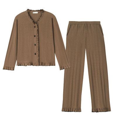 女纯棉时尚阔腿裤睡衣可外穿春秋