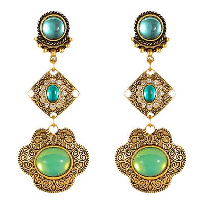 Joseph Warner 小众中古耳环绿玛瑙耳钉女法式宫廷高级感复古耳饰