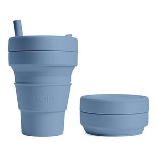 美国stojo折叠杯子食品级硅胶耐高温儿童夏日便携旅行户外咖啡杯