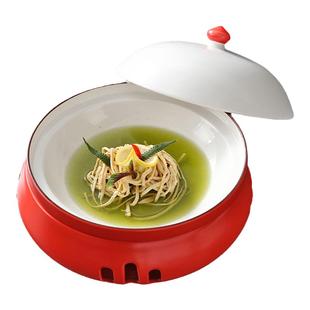 泥光中式鸿门宴哑光红熊猫炉创意加热保温炉盘湘菜鼓型蜡烛明炉