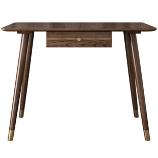 北欧全实木书桌学生家用小户型写字台卧室现代白蜡木胡桃色电脑桌