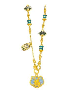 古法烧蓝蓝色如意套链新中式国潮珐琅彩工艺小众沙金锁骨链