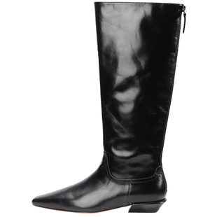 RIM RIM【朱丹同款】塑形马皮游牧风中筒长靴牛皮骑士靴女时装靴