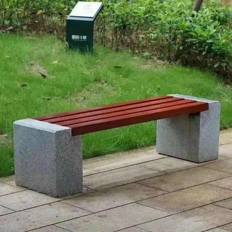 大理石防腐木花岗岩户外桌椅长条石凳庭院学校公园小区树围石凳