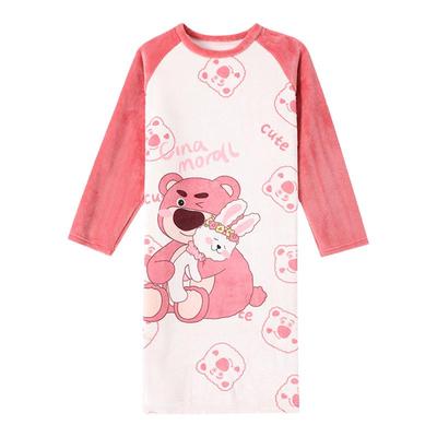 库洛米女童珊瑚绒睡裙秋冬款2023新款加厚中长款中大童法兰绒睡袍