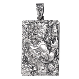 上尊男饰 不动明王属鸡本命佛吊坠 男 999纯银 泰银项链 护身符