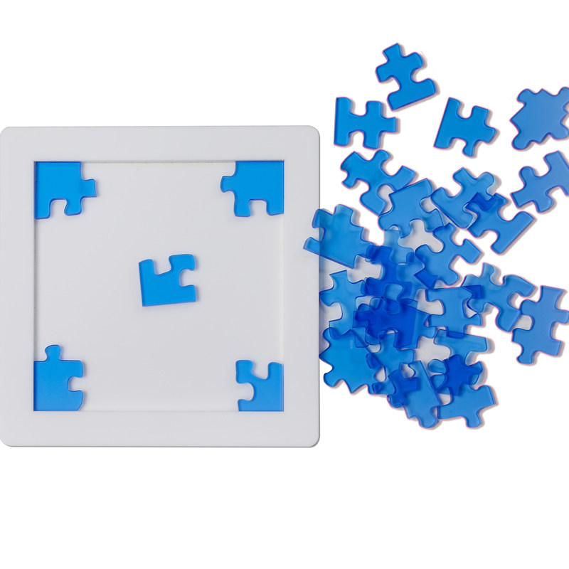 超难拼图只有29块成人智力烧脑游戏透明水晶塑料JigsawPuzzle蓝色