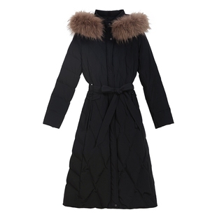 YINER音儿2025冬季新款法式松弛三醋酸面料貉子毛领S型连帽羽绒服